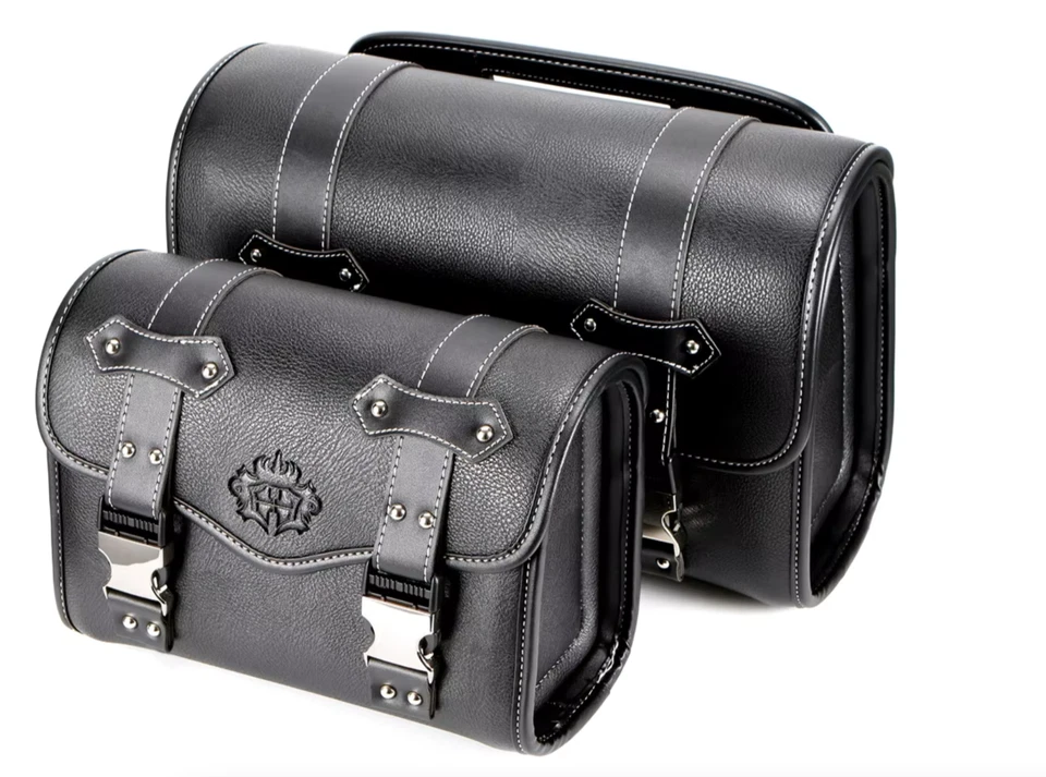 Sacoche Universelle Cuir PU pour Moto Pochette à Outils & Bagage Latéral Small - Photo 2/4