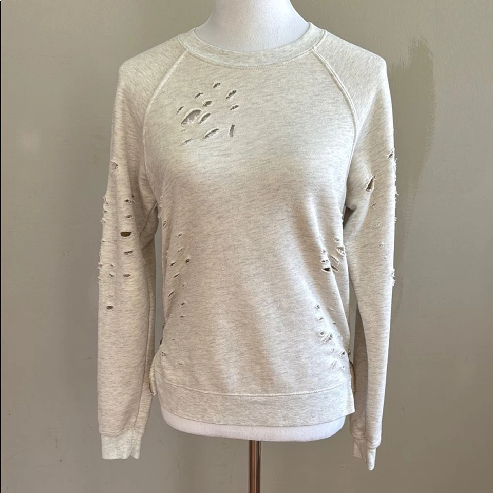 Sudadera Revolve Negra Orquídea Cremallera Lateral Cuello Redondo Gris Jaspeado Talla S Foto 3 de 4