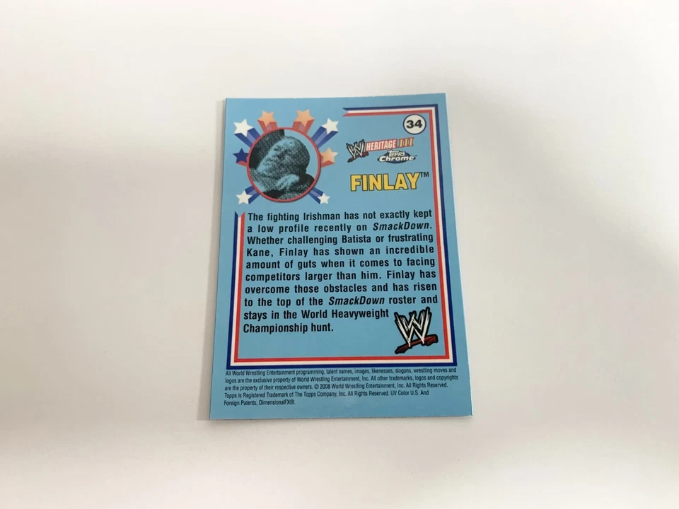 Finlay 2008 Topps Chrome WWE Heritage III Card # 34 - Image 2 of 2