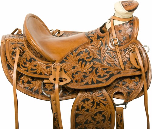 Selle Western 16 Pouces - Eco-cuir Noir Et Marron - Finition Tambour - YK