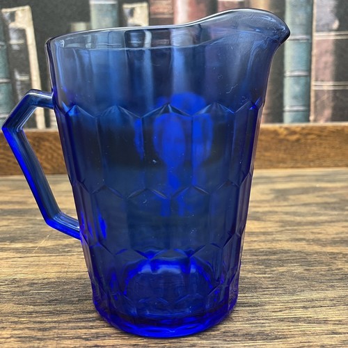 Vtg cobalt blue Shirley Temple creamer pitcher hazel atlas - Picture 3 of 9