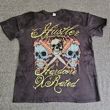 Hustler Shirt Hardcore Since '74 Hardcore X Rated Skulls Cross Knife Flames XL