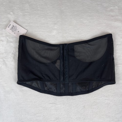 Auden Corset/Bra Womens Medium Black Open-Cup Strapless Lace Sheer Underwired - Picture 3 of 4