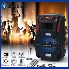 1000 Watts 8" Portable Bluetooth Party Karaoke Speaker Heavy Bass Sound System