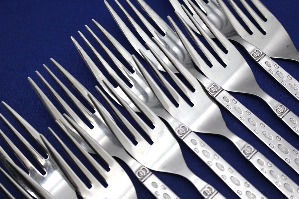 SET OF 12 SALAD FORKS   6-3/8" MCM   LIFETIME STAINLESS Japan MID CENTURY MODERN - Image 4 of 4