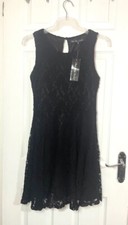 New With Tags Mela Loves London Black Lace Style Knee Length Dress Size 10 uk