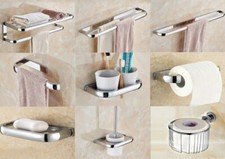 Chrome Wall Mount Bathroom Accessory Towel Shelf Toilet Paper Holder Soap Holder