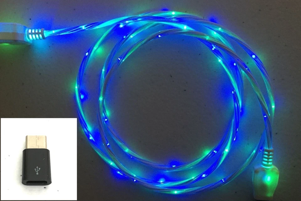 LED DUAL COLOR light charger cable FOR LG HTC SAMSUNG galaxy s3 s6 s7 micro usb - Image 4 of 4