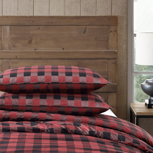 - Queen Comforter Set, Cotton Reversible Bedding, Buffalo Plaid Home Decor for A - Picture 5 of 9