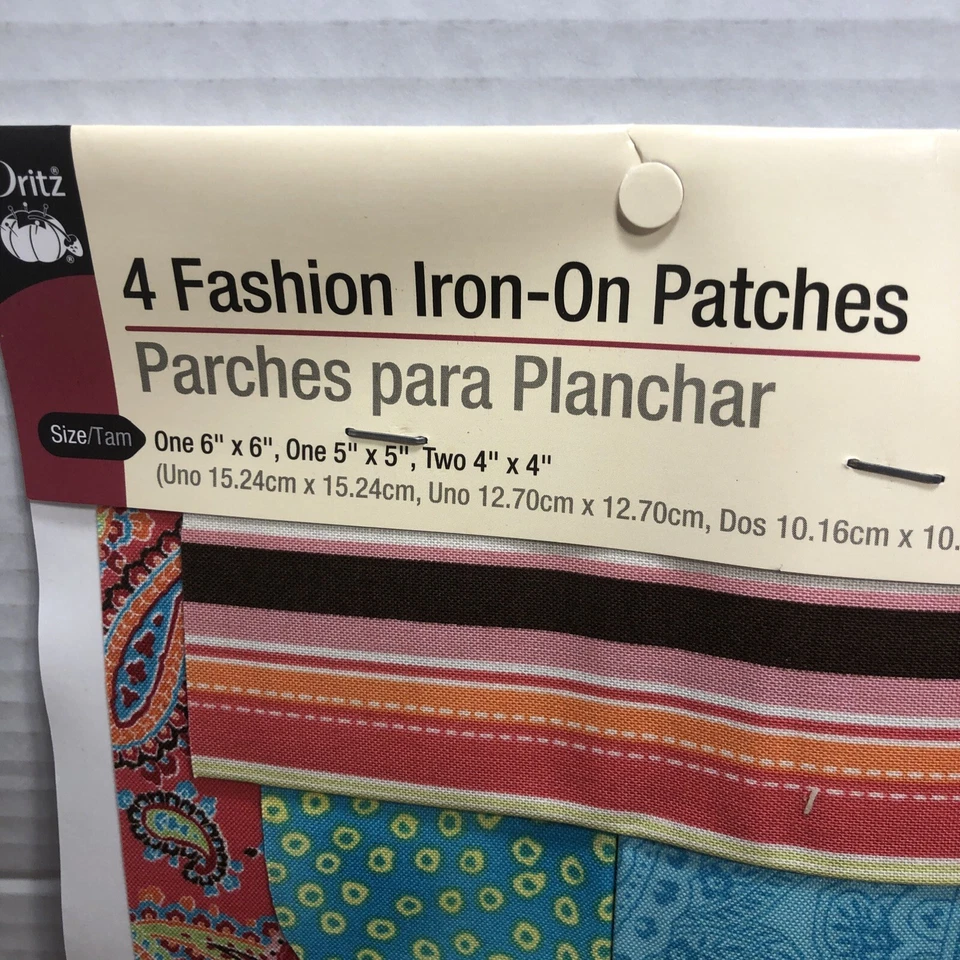 Dritz Patterned Iron-On Patches 4 Count 3 Sizes Bright Colors 5" X 5" 3" X 3" - Image 2 of 4