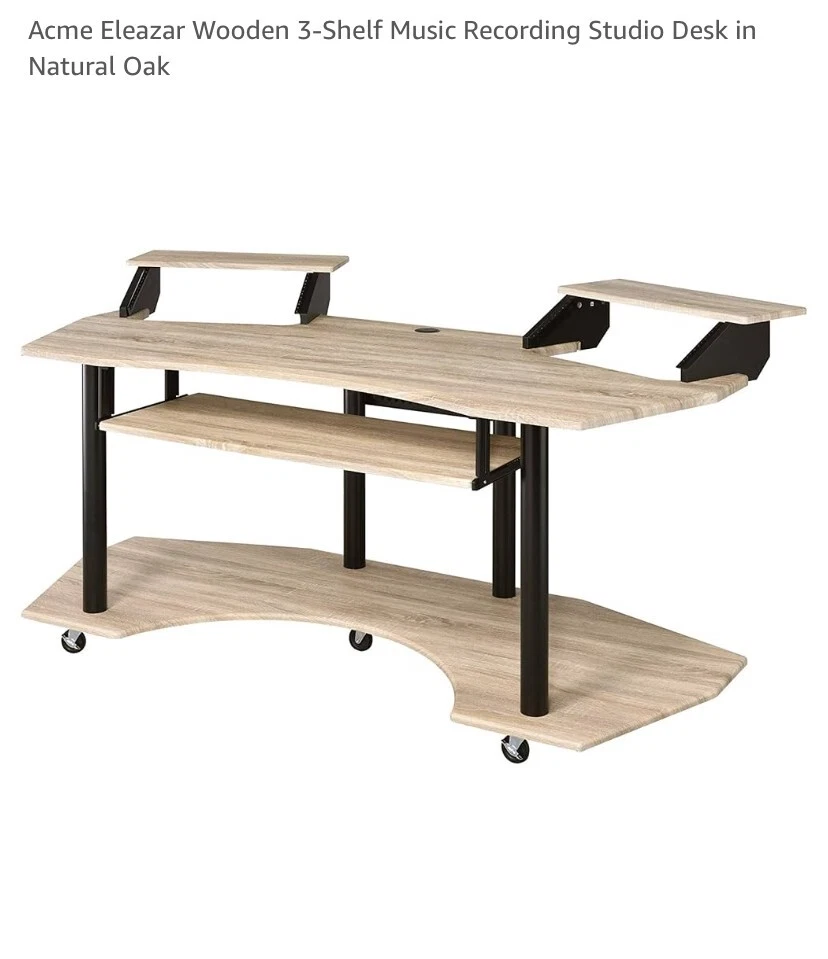 Acme Eleazar木制音乐录音室书桌天然橡木色 — 第 3/3 张图片