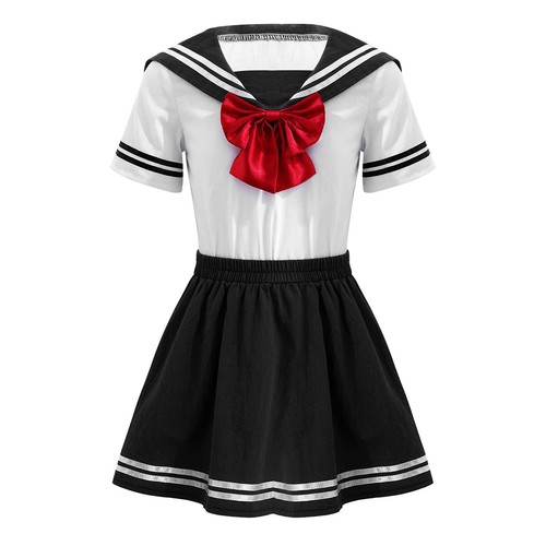 Kid Sailor Girls School Uniform Dress Japanese Anime Classic Navy Sailor Dress - Picture 16 of 32