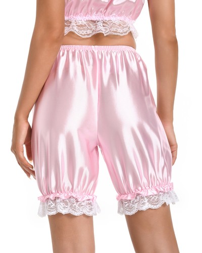 Frilly Lace Sissy Ruffled Lolita Shorts Silky Satin Pumpkin Pantaloon Bloomers - Picture 23 of 36