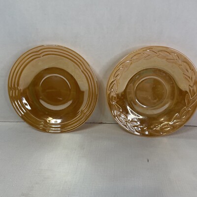 Fire King Peach Luster Saucers 2 Different Styles