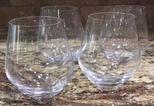 4 BOHEMIA CRYSTALITE CLEAR STEMLESS WINE GLASSES LISBET? NO BOX 4 1/2”T Unused