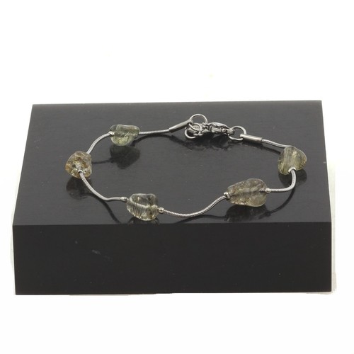 Armband Aus Edelstahl 5 Perlen Quarz Turmalin Rutil Aus Brasilien - 第 1/2 張圖片