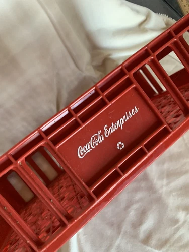 Vintage Coca Cola Plastic Crate Stackable 18.5" x 12.5" Coke Tray Carrier Red