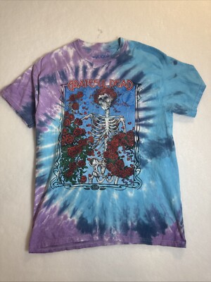 Liquid Blue Grateful Dead Skull and Roses Bertha Tie Dye T Shirt 2020 Medium