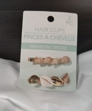Golden Tone Metal Cute Simple Seashells Two Hair Clip, HAIR Pin Set OF 2