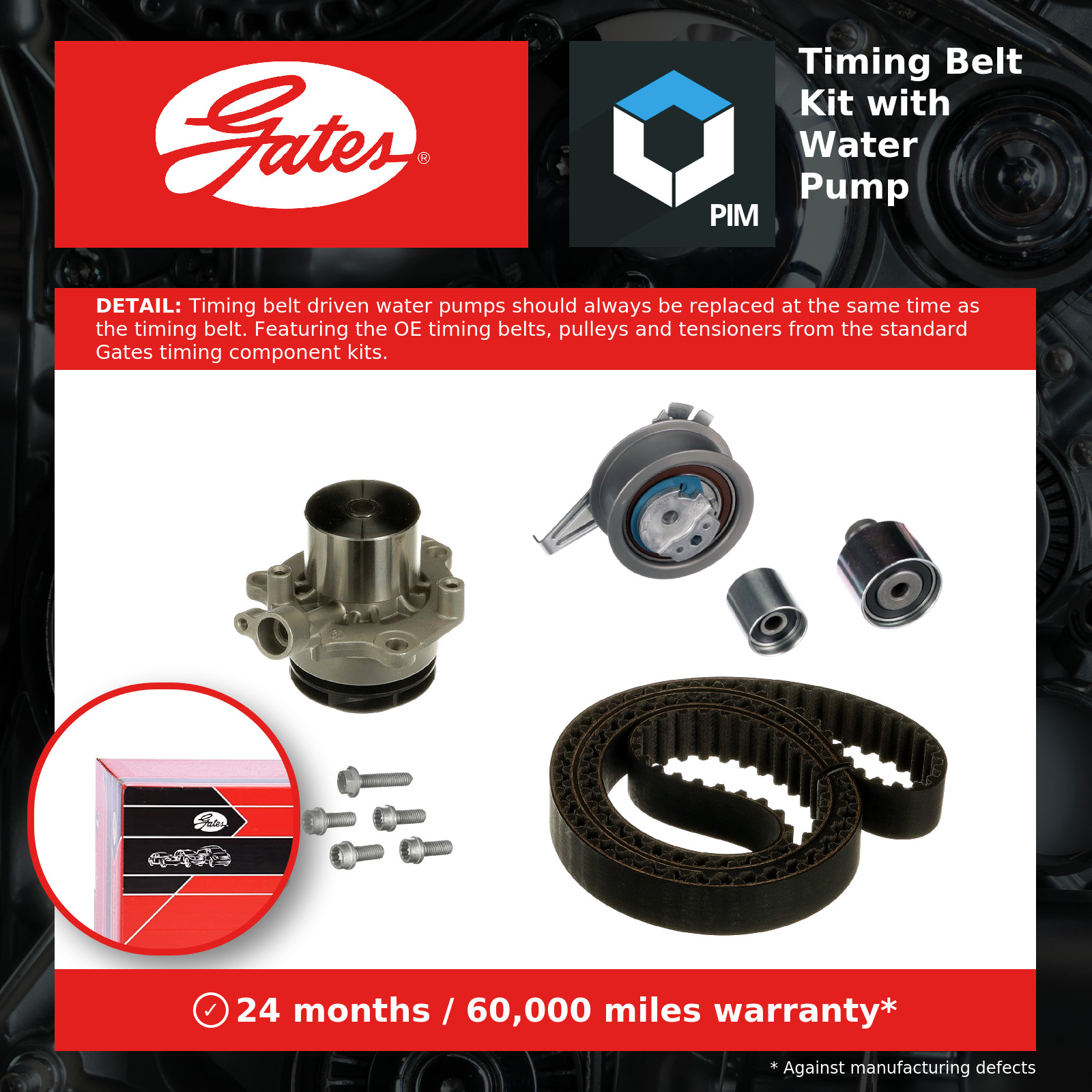 Timing Belt & Water Pump Kit fits VW PASSAT 2.0D 2014 on CUAA Set Gates Quality