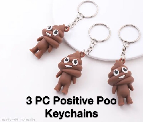 1, 2or 3 Positive Poo Poo Emoji Expression Poop Keychain Christmas Stocking Gift - Picture 18 of 23