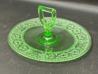 Cambridge 11.75" Depression Uranium Etched Oval Serving Tray With Handle