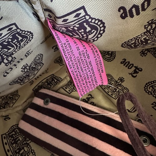 Neu mit Etikett Juicy Couture Pink Barrel DuffleBag Reiseetui Zylinder Velours gestreift neu - Bild 8 von 15