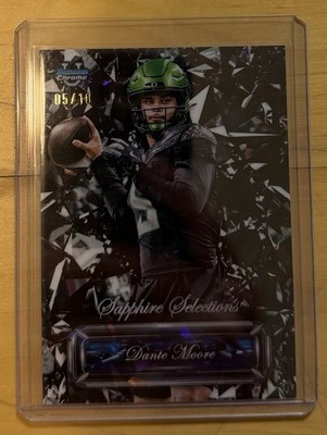 2025 Bowman Chrome U Dante Moore Sapphire Selections Black 5/10 JERSEY MATCH