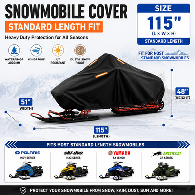 115'' Snowmobile Cover 420D Heavy Duty Dust Universal for Yamaha Polaris Ski-Doo