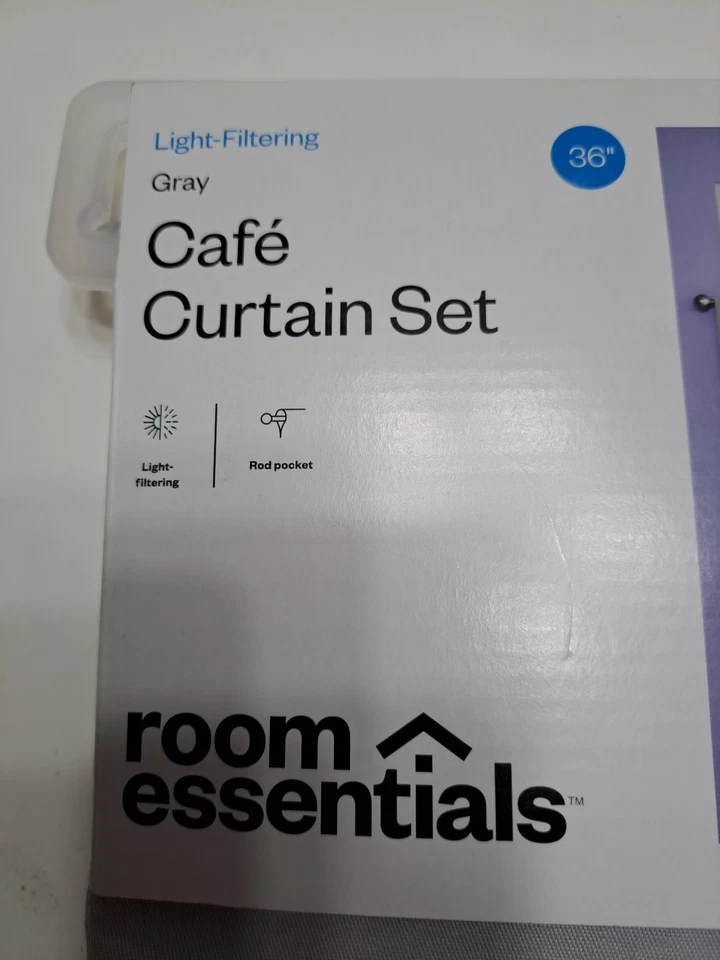 Light Filtering Gray Cafe Curtain Set Room Essentials 42" x 36" - Image 2 of 4