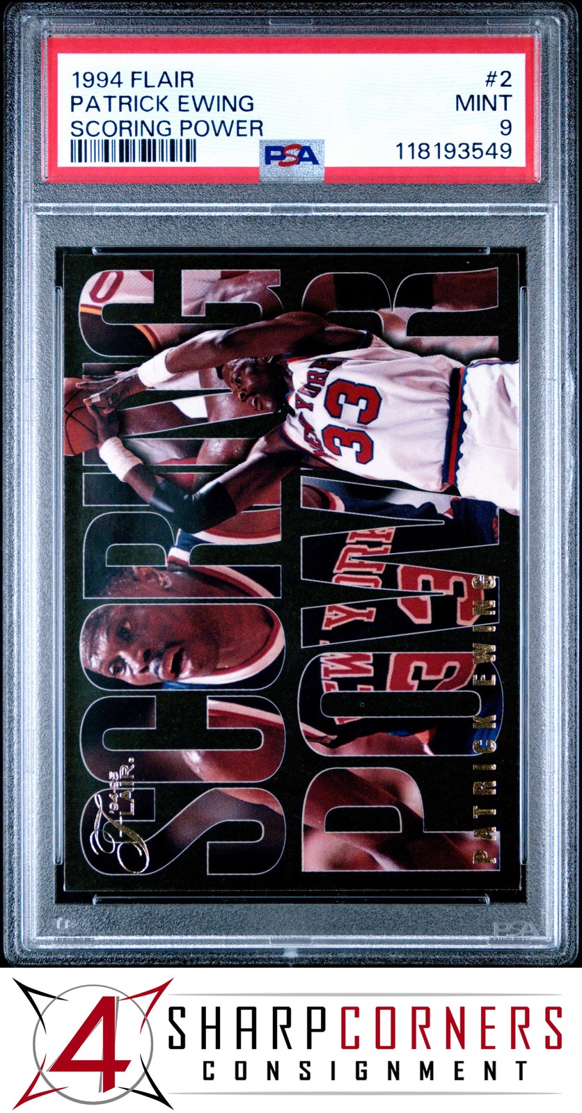 1994 FLAIR SCORING POWER #2 PATRICK EWING HOF POP 6 PSA 9