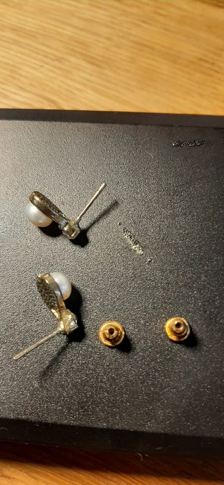 1 Paar Ohrringe Ohrstecker mit Perlen und Zirkonia in 14 Kt. 585 Gold - Bild 3 von 4