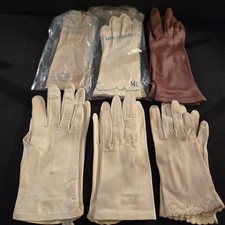 Vintage Women's Ivory Brown Dress Gloves Lot Of 6 Victorian Van Raalte Classy