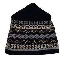 Vermont Origionals Fair Isle Beanie Mens One Size Navy Blue Geometric Wool Hat