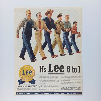 1946 XL LEE Jeans USA Workwear Mode Werbung Werbeanzeige Reklame Advertising