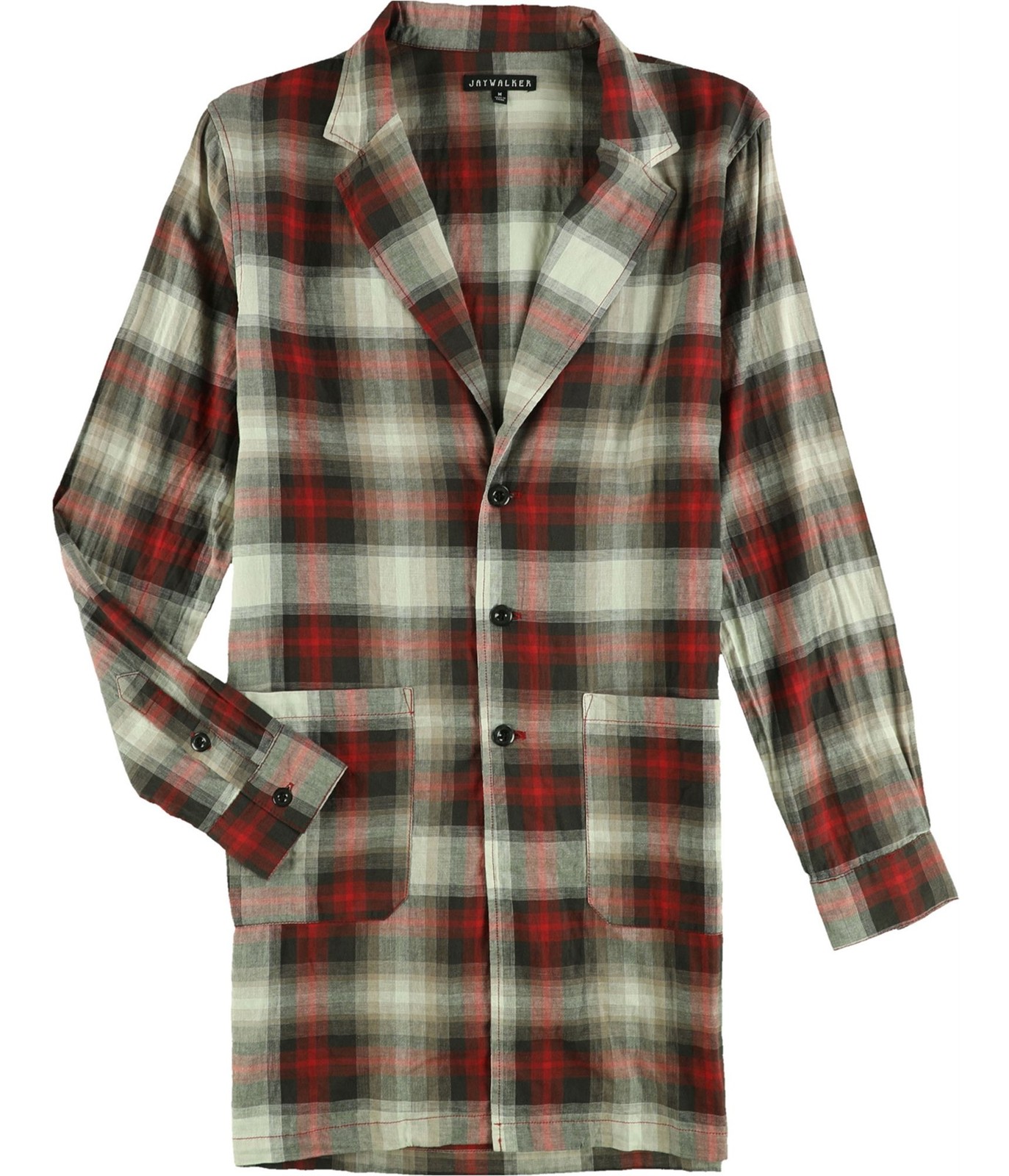 Мужская удлиненная рубашка на пуговицах Jaywalker, красная, среднего размера