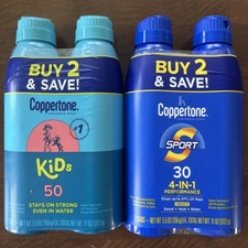 4 Pk: Coppertone Kids SPF 50  Sport SPF 30 Sunscreen 5.5 oz. ea. Exp. 01/2027 