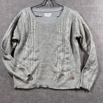 NUMPH Natalie Cable Knit Sweater Light Grey Metallic Sparkle Size M