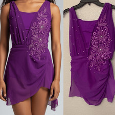 WEISSMAN Balera Dance costume purple custom Overlay Dress D12770 MC-Medium child