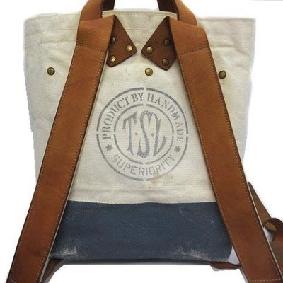The Superior Labor Canvas 2Way Backpack Blue Gray Leather Japan