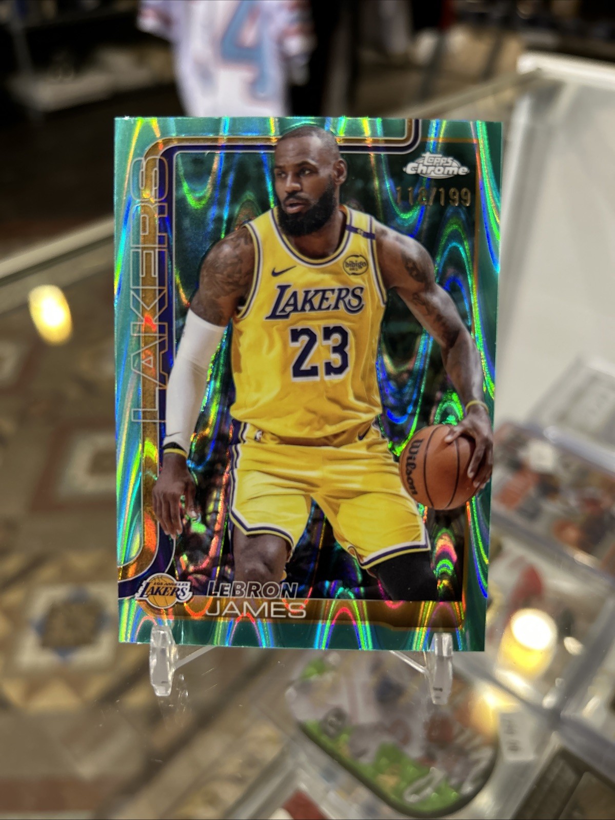 2025-26 Topps Chrome #127 LeBron James RayWave Aqua Refractor SP /199 LA Lakers!