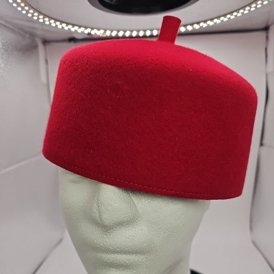 Igbo rote Kappe Trad Chieftaincy Ozo Herren Wolle Größe 23,5'' -24'' Royal Collection
