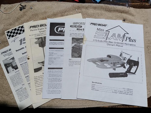 PROBOAT VINTAGE Elam 1/12 SCALE RC Boat NITRO Hydroplane Manuals
