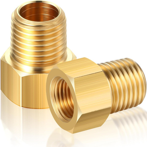 1/4" Male NPT to 1/4" Female Inverted Flare Brass Propane Fitting (2 Pcs)