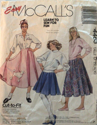 MCCALLS 4463 MISSES' SIZE 12-16 SKIRTS SEWING PATTERN  1989 CUT