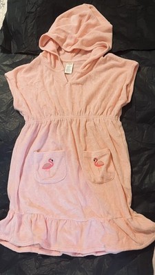 GYMBOREE Pink Flamingo Swim Cover Up With Hood Girls Size 10 EUC