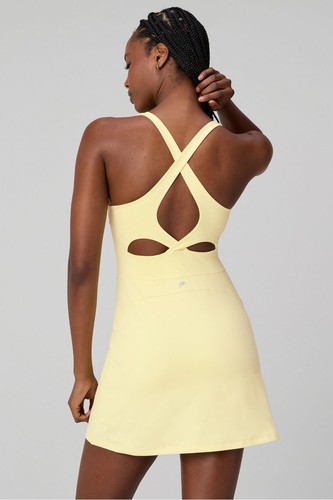 FABLETICS DEFINE PERFORMANCE CLASSIC MINI DRESS - BUTTER - SIZE L - Picture 2 of 4