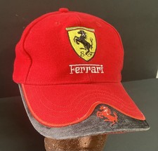Vintage 90’s FERRARI Red Embroidered Strap back Hat-Made In The USA RARE