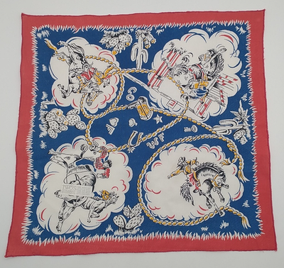 #ad Cowboy Bronco Riding Western Hankie Handkerchief NWT $12.00