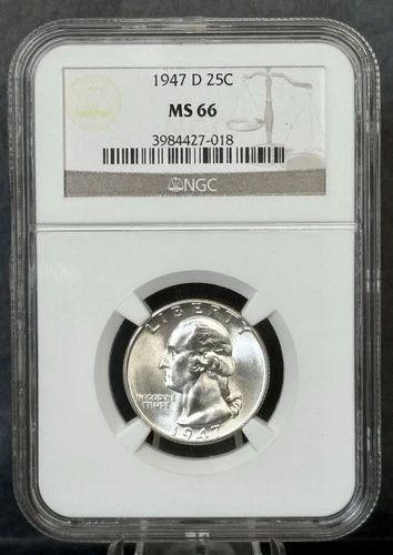 1947 D ** Washington Silver Quarter ** NGC MS66 **